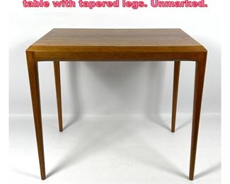 Lot 856 Johannes Anderson Teak side table with tapered legs. Unmarked. 