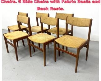 Lot 859 Set 6 Teak Danish Modern Dining Chairs. 6 Side Chairs with Fabric Seats and Back Rests. 