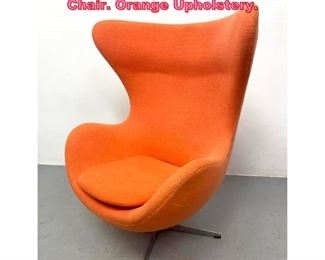 Lot 866 Fritz Hansen Style Swivel egg Chair. Orange Upholstery. 