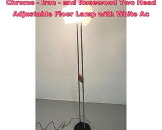 Lot 887 Sonneman Style Floor Lamp. Chrome Iron  and Rosewood Two Head Adjustable Floor Lamp with White Ac