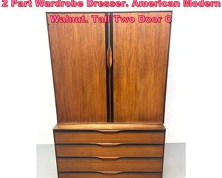 Lot 889 John Kapel for Glenn of California 2 Part Wardrobe Dresser. American Modern Walnut. Tall Two Door C