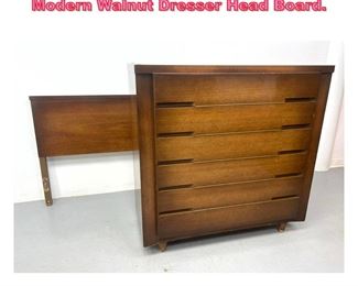Lot 911 2pc JOHN CAMERON American Modern Walnut Dresser Head Board. 
