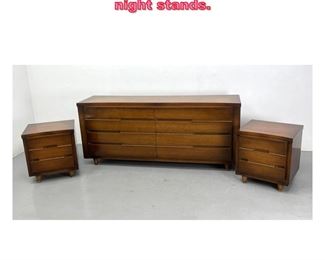 Lot 918 Mid century dresser and 2 night stands.