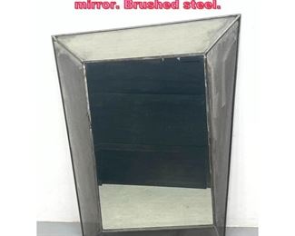 Lot 924 Irregular shaped Metal mesh frame mirror. Brushed steel. 