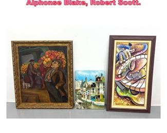 Lot 934 3pcs Modernist Style Art. Alphonse Blake, Robert Scott. 