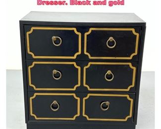 Lot 936 Dorothy Draper Style Chest Dresser. Black and gold