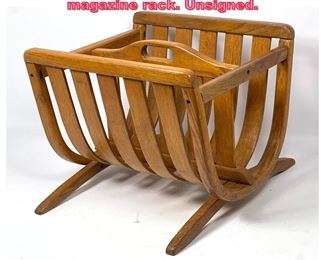 Lot 942 Mid Century Modern Bent oak magazine rack. Unsigned. 