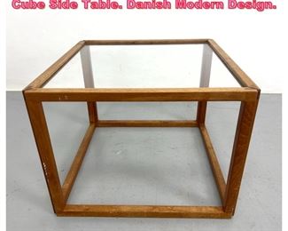 Lot 956 KAI KRISTIANSEN Teak and Glass Cube Side Table. Danish Modern Design. 