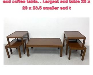 Lot 959 5pc KITTINGER end tables nesting and coffee table. . Largest end table 26 x 20 x 23.5 smaller end t
