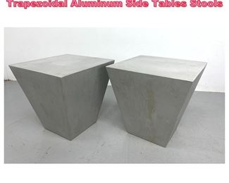 Lot 966 Pair of Post Modern Style Trapezoidal Aluminum Side Tables Stools