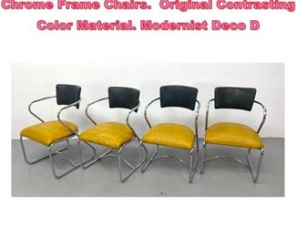 Lot 978 Set 4 KEM WEBER Art Deco Chrome Frame Chairs. Original Contrasting Color Material. Modernist Deco D