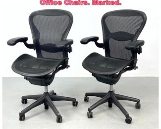 Lot 982 Pr HERMAN MILLER Aeron Desk Office Chairs. Marked. 