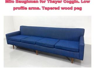 Lot 983 Blue MidCentury Modern sofa by Milo Baughman for Thayer Coggin. Low profile arms. Tapered wood peg 