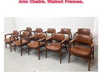 Lot 988 Set 10 Gunlocke American Modern Arm Chairs. Walnut Frames. 