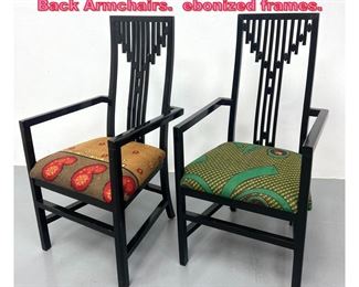 Lot 990 Pair Josef Hoffmann Style High Back Armchairs. ebonized frames.