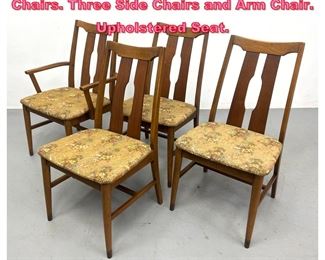 Lot 993 Set 4 BASSETT Modernist Dining Chairs. Three Side Chairs and Arm Chair. Upholstered Seat. 