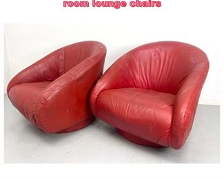 Lot 1006 Pair Red leather swivel Living room lounge chairs