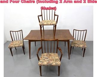 Lot 1014 5pc Modernist Dining Set. Table and Four Chairs including 2 Arm and 2 Side Chairs
