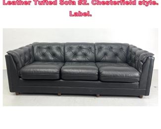 Lot 1017 HANCOCK and MOORE Black Leather Tufted Sofa 2. Chesterfield style. Label. 