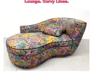 Lot 1021 LAZAR Floral Upholstered Chaise Lounge. Curvy Lines.