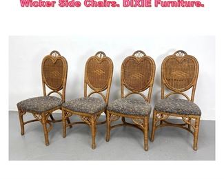 Lot 1043 Set 4 Heart Shaped Back Woven Wicker Side Chairs. DIXIE Furniture.