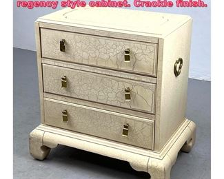 Lot 1045 Lane 3 drawer Hollywood regency style cabinet. Crackle finish. 