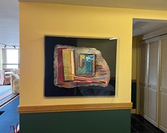 Abstract mixed media 36” x 29 1/4” frame measurement