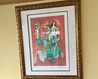 Signed and numbered Chagall 143/500 measures 29” x 19.75” image only