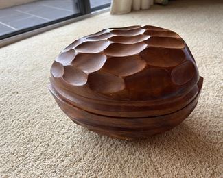 Carved nut hinged box