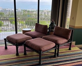 Pair of iron chairs with ottomans - matches the bead in the master bedroom