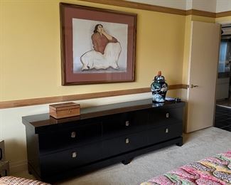 Black lacquer Asian style nite stand and dresser being sold as a set