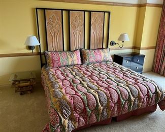 King bed with attached headboard