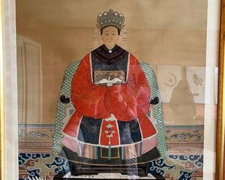Chinese Ancestor portrait probably late Qing dynasty image measures 26” x 38” 