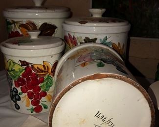 Hand painted vintage canister set