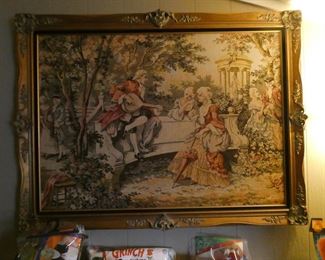 Large framed vintage tapestry, Made in Belgium, 50+ years old