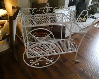 Vintage wrought iron tea cart