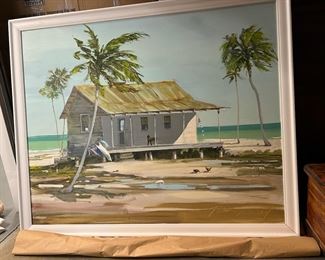 Garvin Conch House Key West Oil Painting 53 x 65 inches