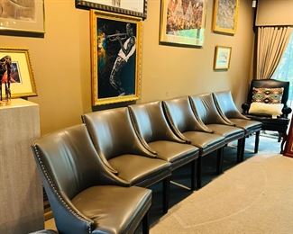 $600 FOR 6
SAFAVIEH VEGAN LEATHER GRAY STUDDED DINING CHAIRS-6 AVAILABLE
22”W x 23”D x 36”H