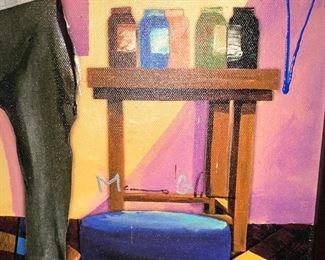 $500
MARCUS GLENN GICLEE ON CANVAS WITH HAND EMBELLISHMENT AND BAS-RELIEF. “LIFE IMITATING ART”
FROM THE DAY AT THE GALLERY SERIES
SIGNED LOWER RIGHT IN PIGMENT
(HAS HOLES IN CANVAS AND SCRATCHES)
INSIDE FRAME MEASUREMENTS 31.5”W x 23.5”H