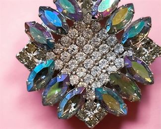 Brooch With Aurora Borealis Style Stones