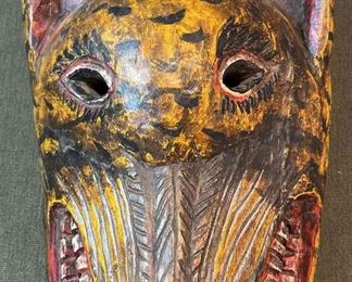 Folk Art Wood Wolf Mask