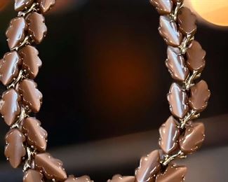 Leaf Shaped Thermoset Root Beer Necklace
