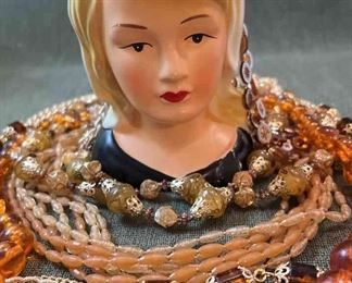 Nippon Head Vase Costume Jewelry