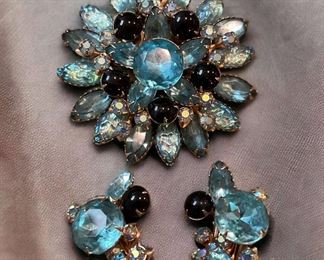 Rhinestone Brooch Earrings