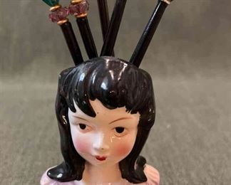 Small Head Vase With Hair Pins