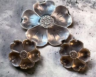 Stuart Nye Sterling Brooch Earrings