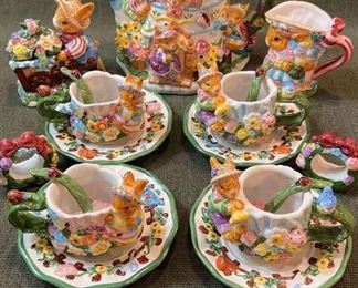 Vintage Mercuries 1999 Bunny Rabbit Tea Set