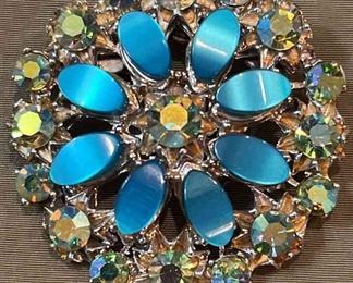 Vintage Pendant Blue Aurora Borealis