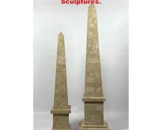 Lot 1102 Pair Stone Overlay Obelisks Table Sculptures. 