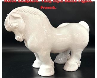 Lot 1112 Large White Glazed Pottery Asian Horse Sculpture. Tang style Horse Figure. French. 
